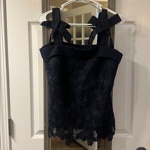 Banana Republic Navy Lace Tank Top with Bow Straps